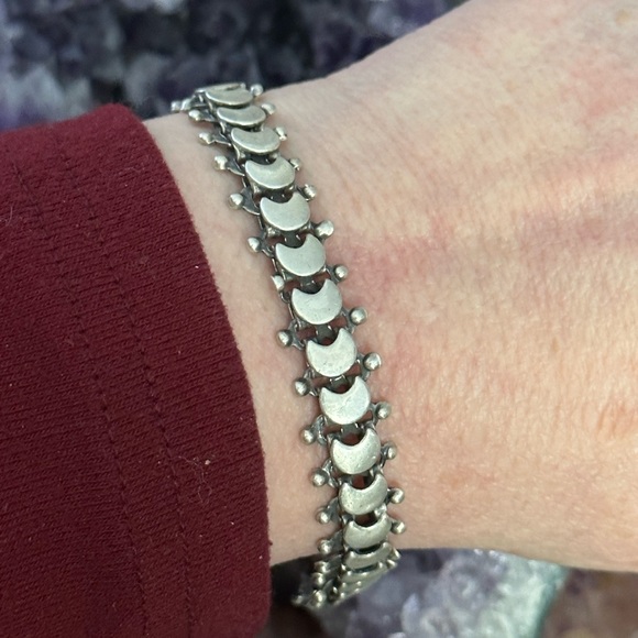 Vintage crescent moon 925 sterling silver bracelet - Picture 4 of 10